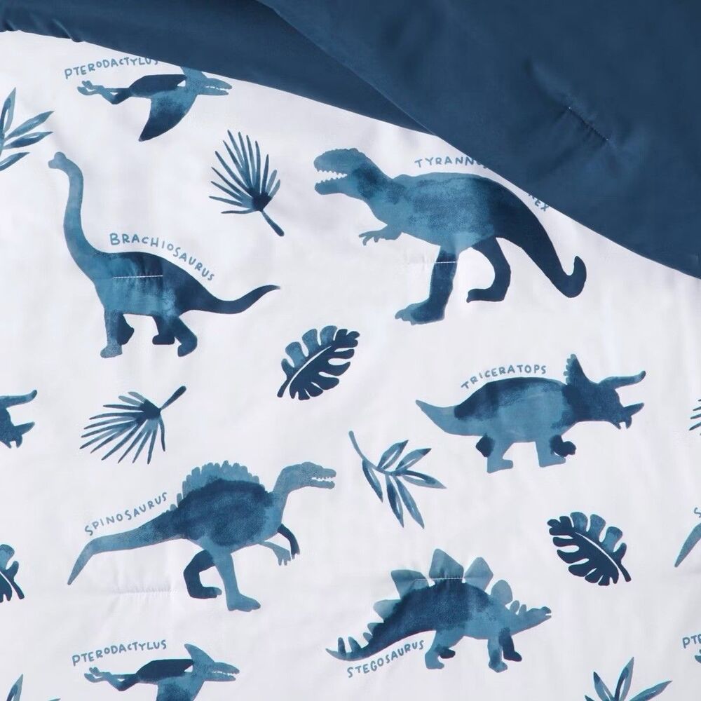 Pillowfort Twin Dinosaur Kids Comforter Watercolor Blue Boys Bedding New